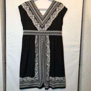 INC Black and White V-Neck Dress